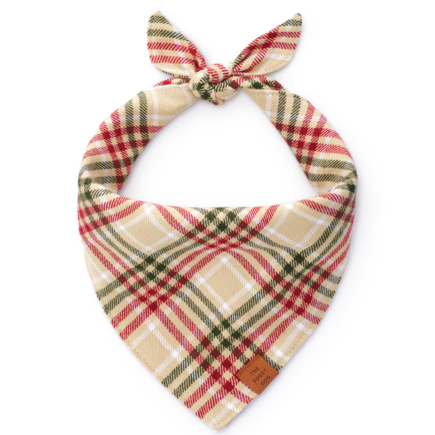 Eggnog Plaid Flannel Holiday Dog Bandana