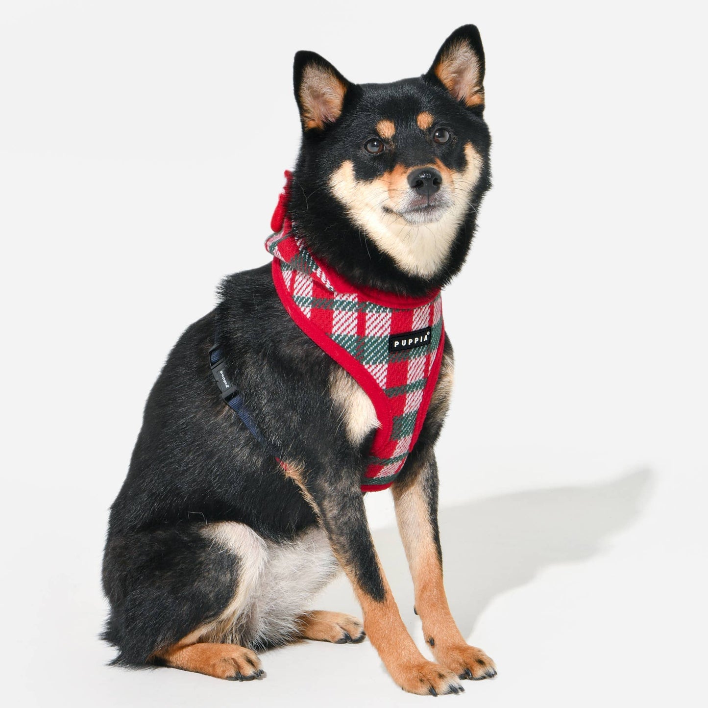 FESTIVE PLAID DOG HARNESS (OVER-THE-HEAD, ADJUSTABLE, FLEECE)