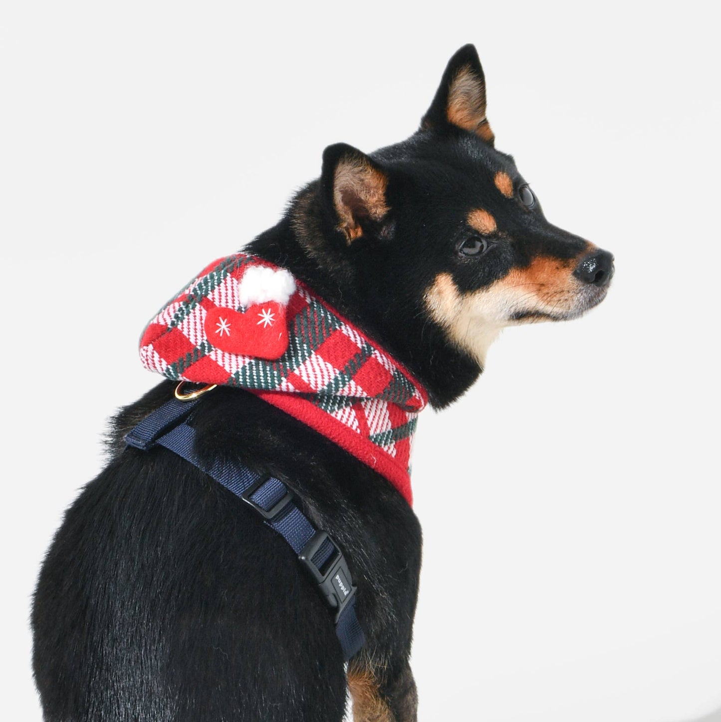 FESTIVE PLAID DOG HARNESS (OVER-THE-HEAD, ADJUSTABLE, FLEECE)