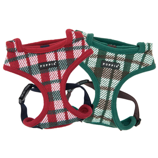 FESTIVE PLAID DOG HARNESS (OVER-THE-HEAD, ADJUSTABLE, FLEECE)