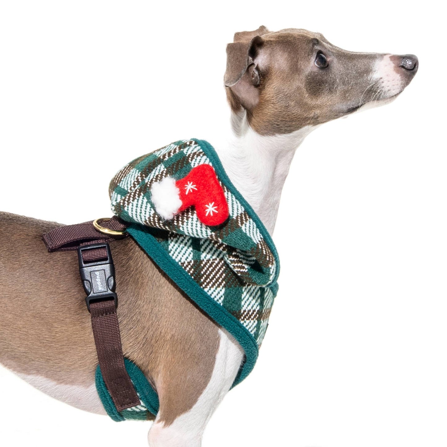 FESTIVE PLAID DOG HARNESS (OVER-THE-HEAD, ADJUSTABLE, FLEECE)