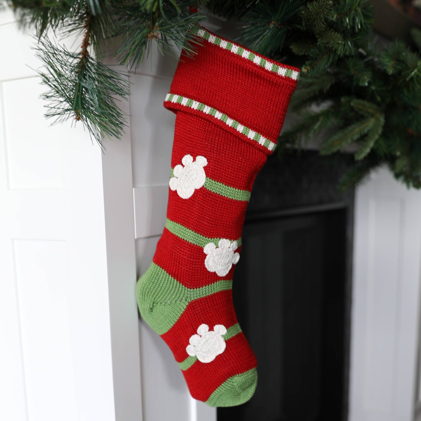 Paw Print Stocking - Red