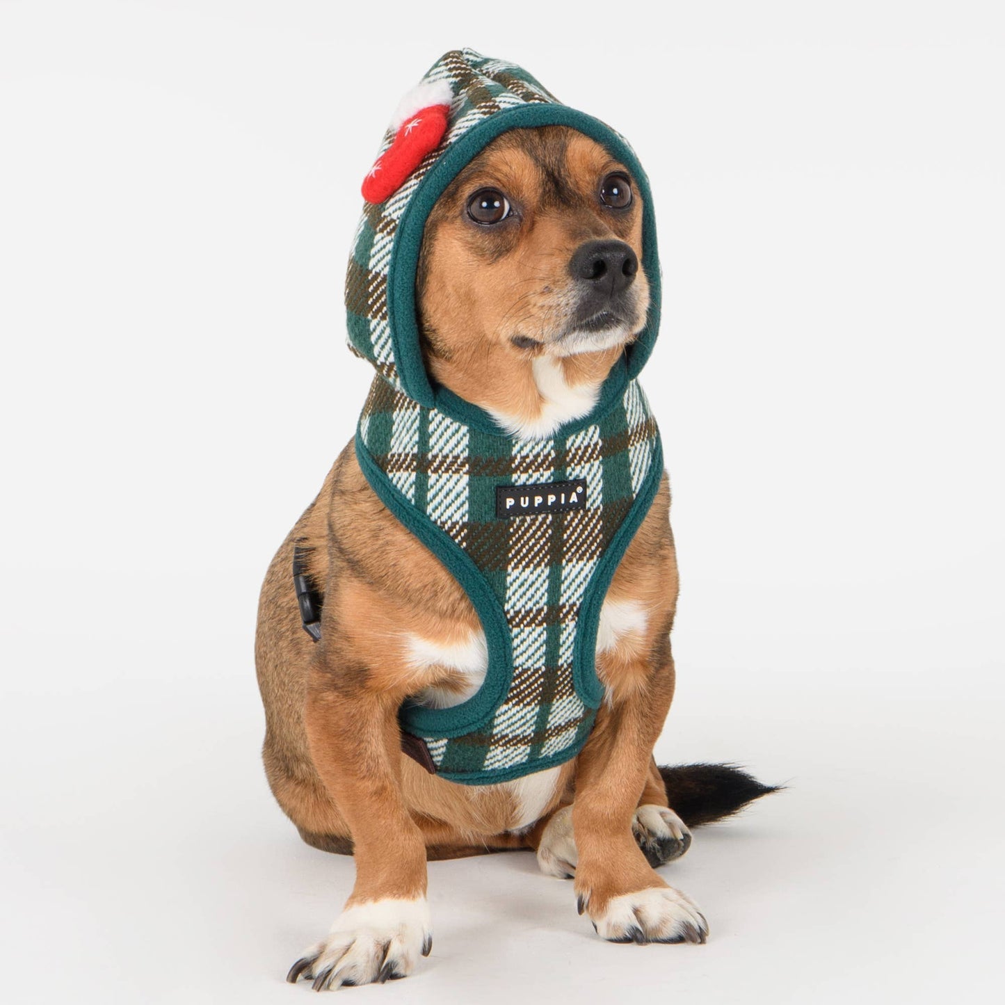 FESTIVE PLAID DOG HARNESS (OVER-THE-HEAD, ADJUSTABLE, FLEECE)