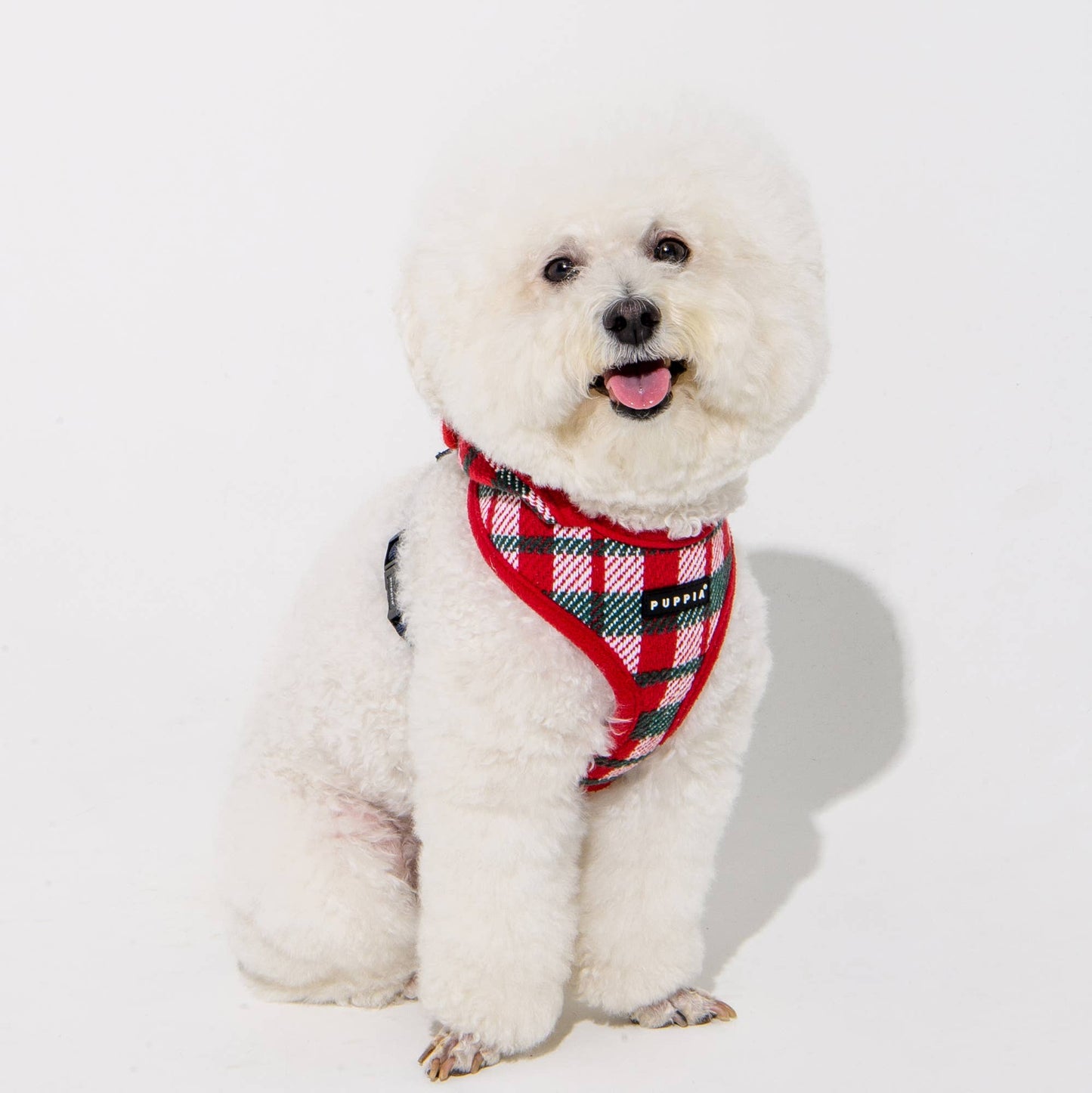 FESTIVE PLAID DOG HARNESS (OVER-THE-HEAD, ADJUSTABLE, FLEECE)