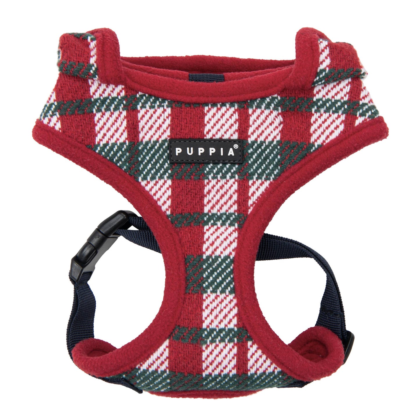 FESTIVE PLAID DOG HARNESS (OVER-THE-HEAD, ADJUSTABLE, FLEECE)