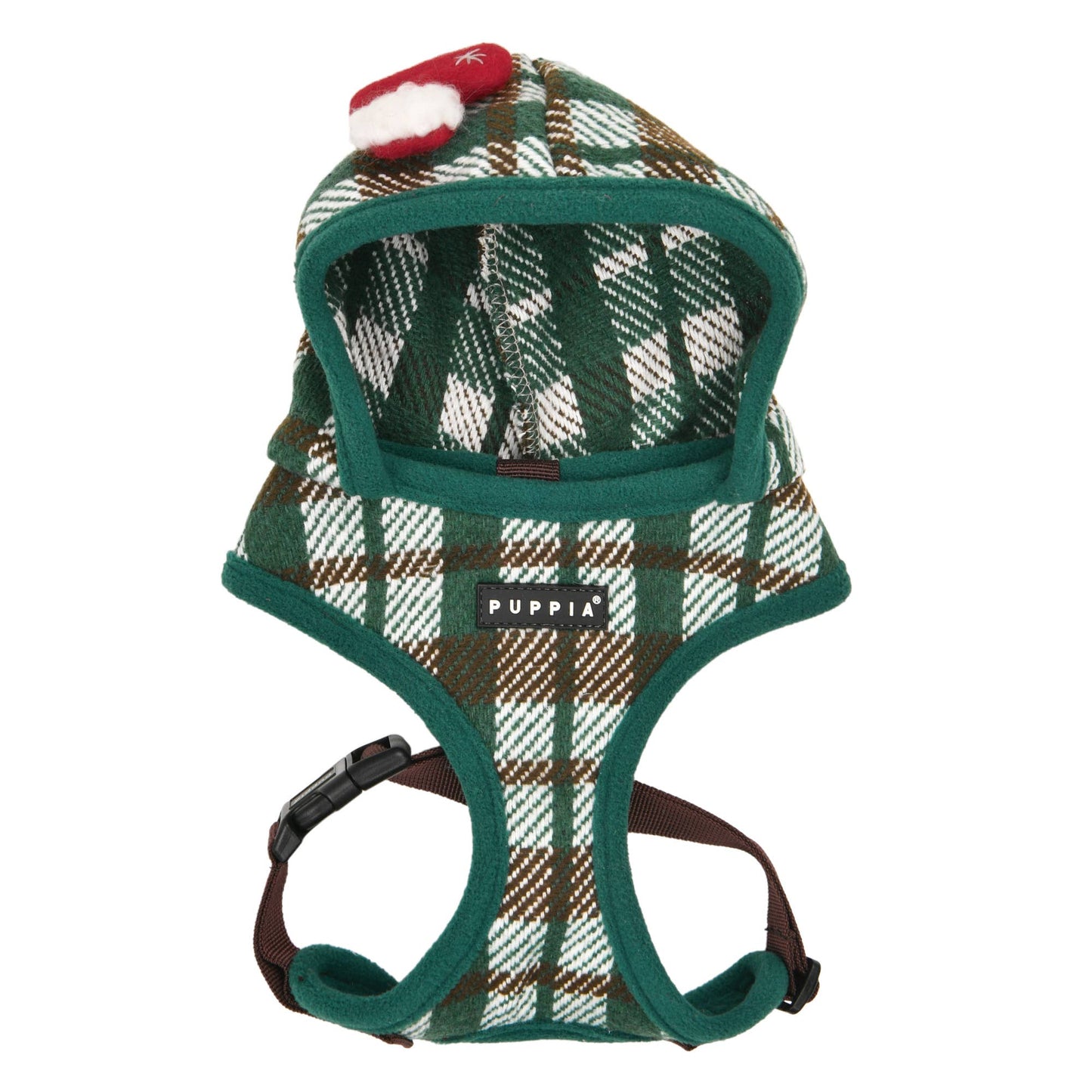 FESTIVE PLAID DOG HARNESS (OVER-THE-HEAD, ADJUSTABLE, FLEECE)