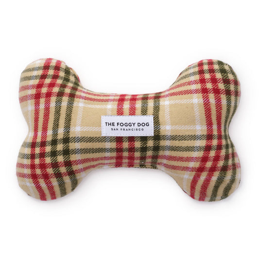 Eggnog Plaid Flannel Holiday Dog Squeaky Toy