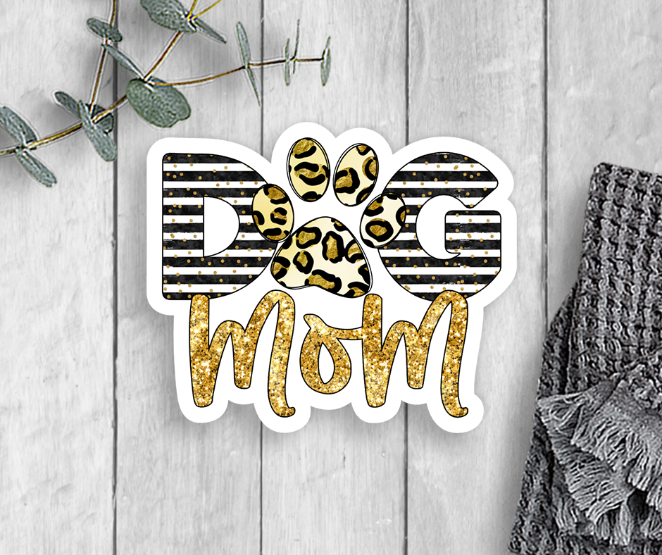 Vinyl Sticker - Dog Mom - Leopard