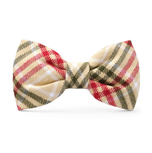 Eggnog Plaid Flannel Holiday Bow Tie