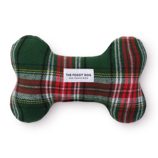 Holly Jolly Plaid Holiday Flannel Dog Squeaky Toy