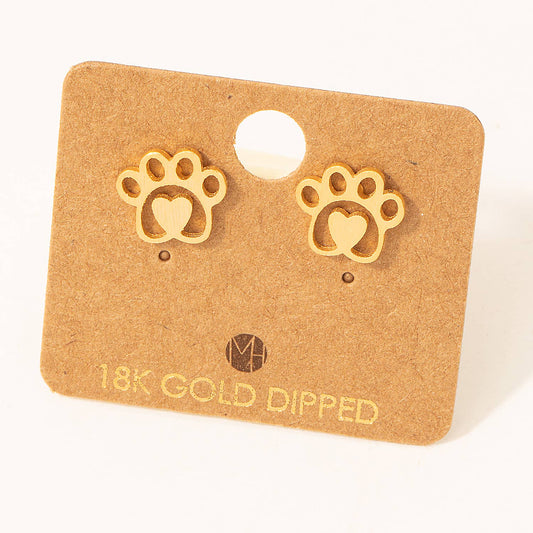 Earrings: Mini Dog Paw Heart Studs